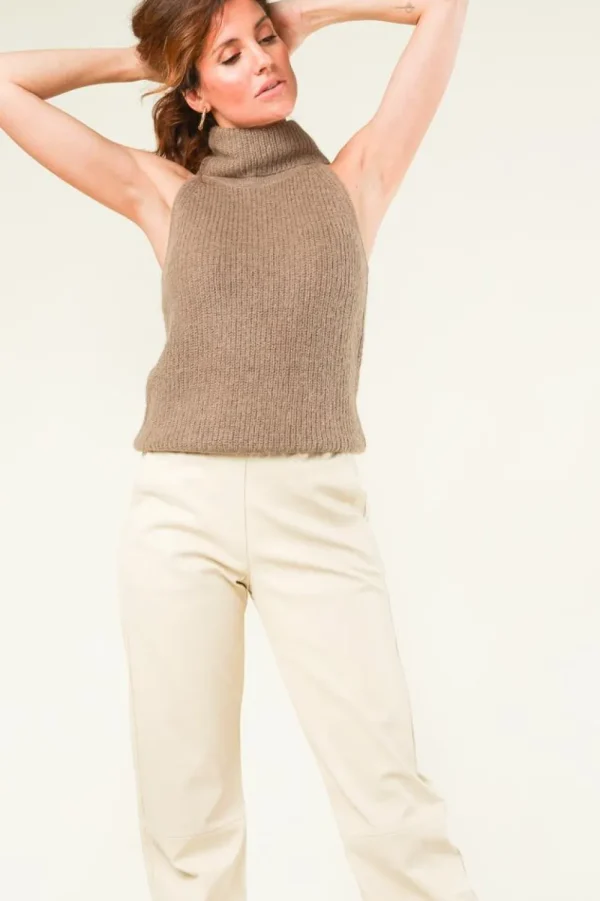 Bloezen & Tops<Dante 6 Alpaca Mouwloze Top Yalena | Taupe