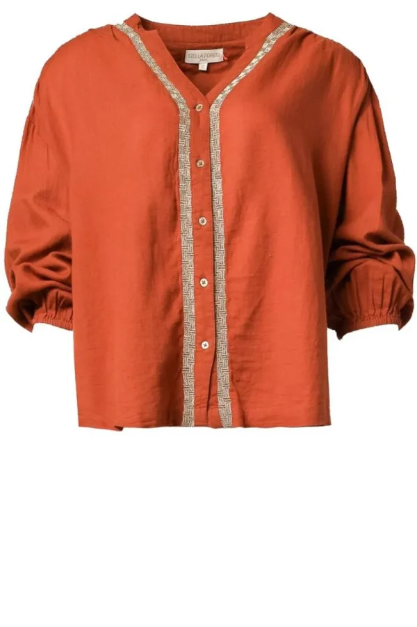 Bloezen & Tops<Stella Bos Blouse Met Gouden Details Loubna | Oranje