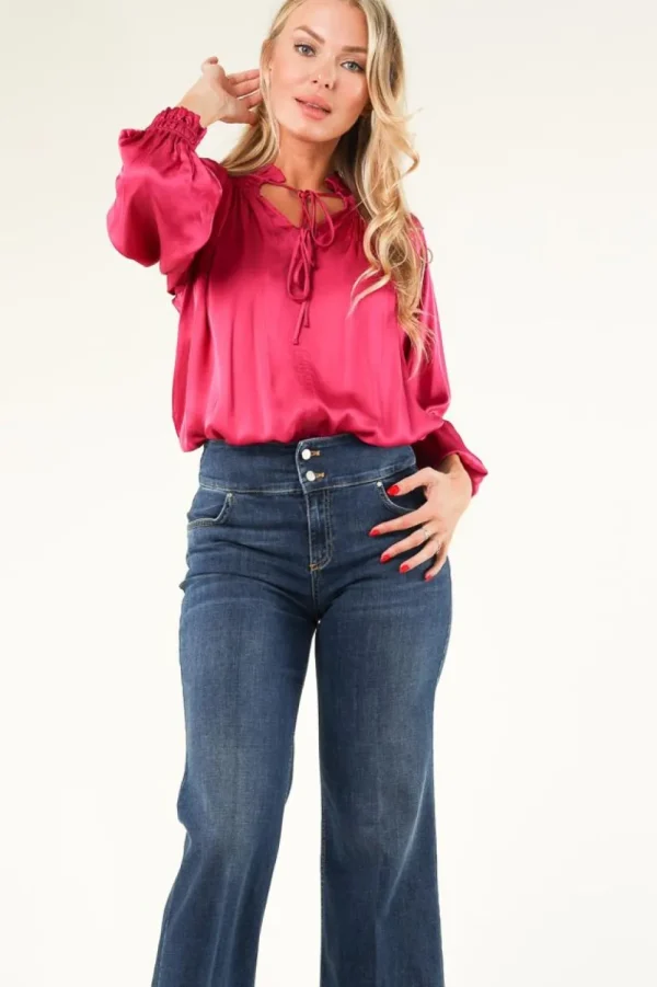 Bloezen & Tops<Zoncoo Blouse Met Satijnlook Lea | Roze