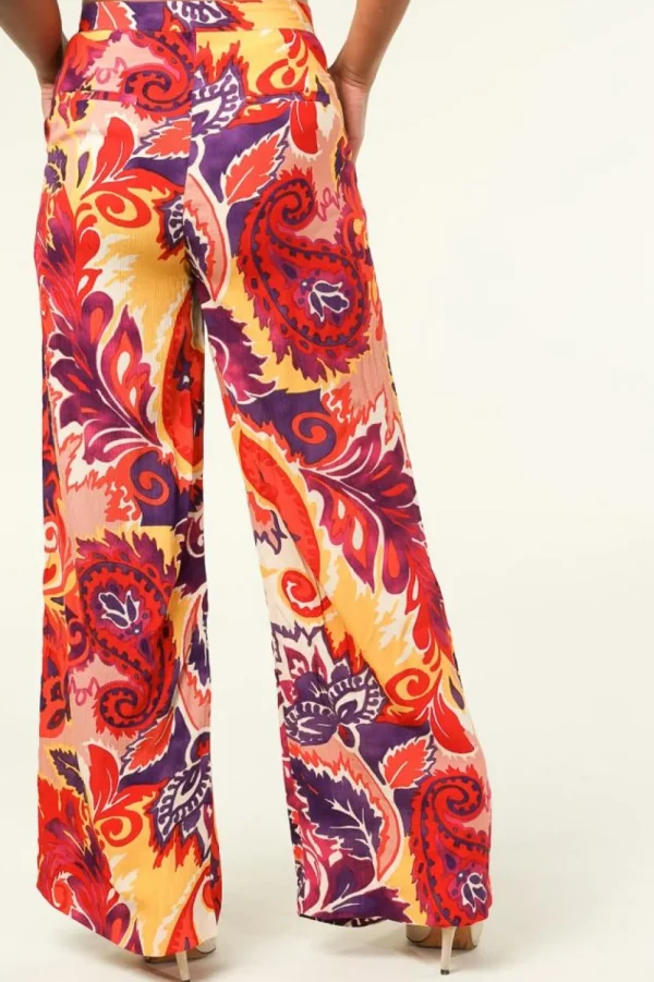 Broeken & Jumpsuits<ba&sh Broek Met Print Noamie | Geel Oranje