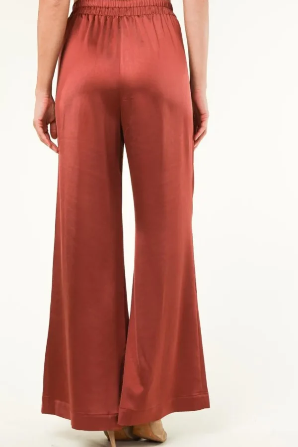 Broeken & Jumpsuits<Gebreid Broek Met Satijnlook Nica | Bordeaux