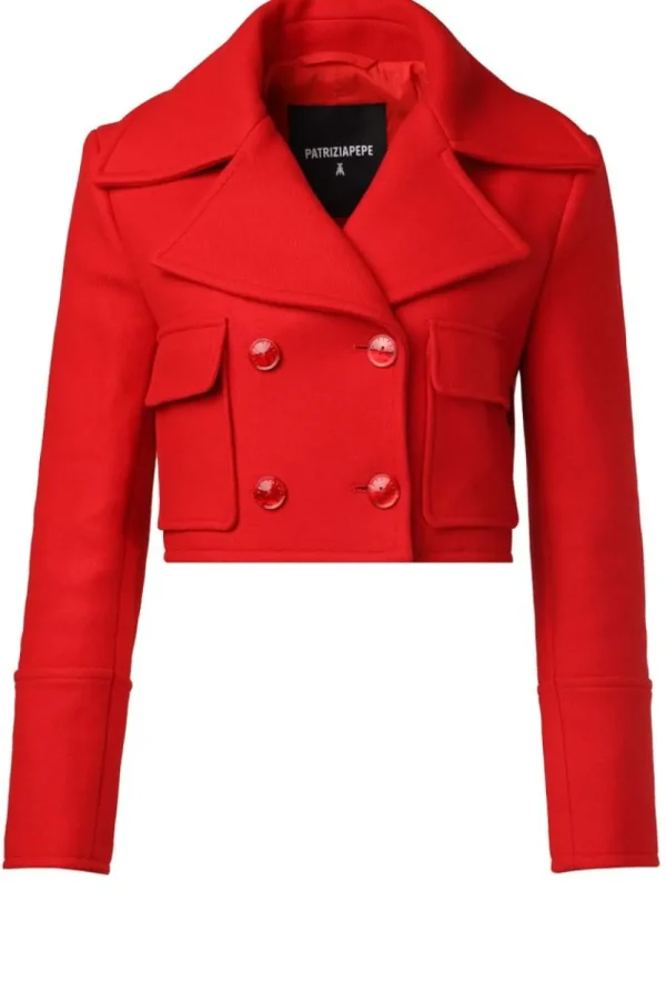 Jassen En Blazers<Patrizia Pepe Cropped Jasje Met Dubbele Rij Knopen Liona | Rood