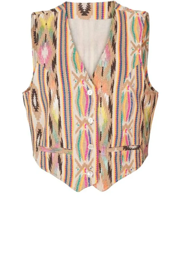 Jassen En Blazers<Lolly's was Gilet Met Print Ikat | Beige