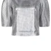 Bloezen & Tops<Dante 6 Leren Mesh Top Arya | Zilver