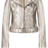 Jassen En Blazers<Ibana Metallic Leren Biker Moss | Metalen