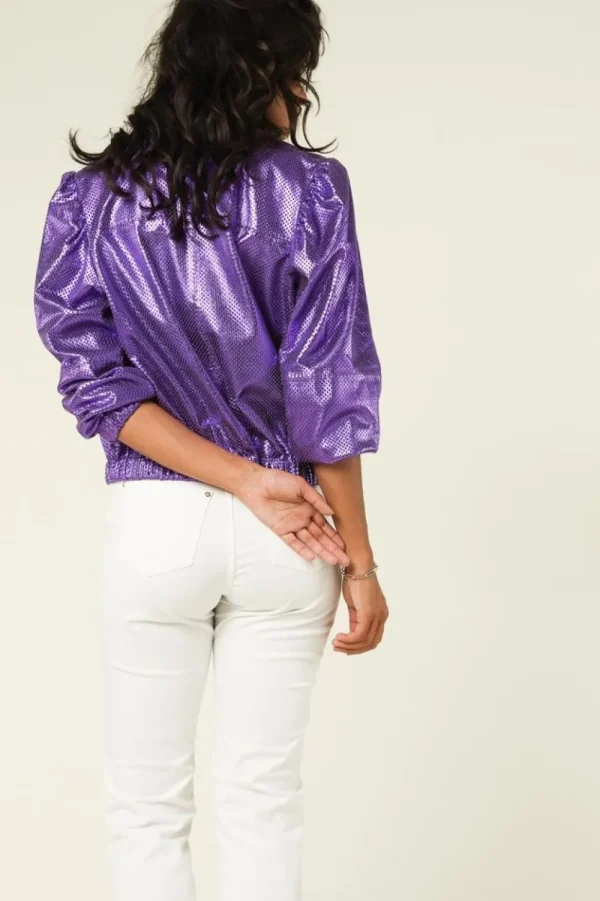 Bloezen & Tops<Ibana Metallic Leren Blouse-Jasje Tezz | Paars