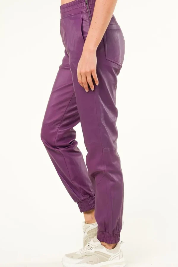 Broeken & Jumpsuits<Dante 6 Niet-Stretch Leren Joggingbroek Kuno | Paars