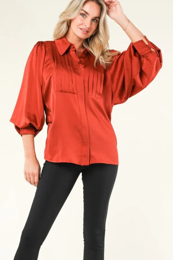 Bloezen & Tops<Silvia Heach Oversized Plisseblouse Patrizia | Bruin