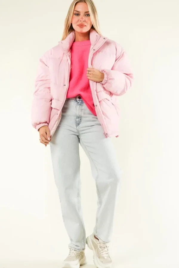 Jassen En Blazers<Amerikaanse vintage Oversized Pufferjas Zot | Roze