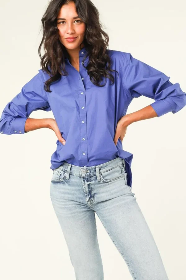 Bloezen & Tops<Ogenblik Amsterdam Poplin Blouse Iconisch | Blauw