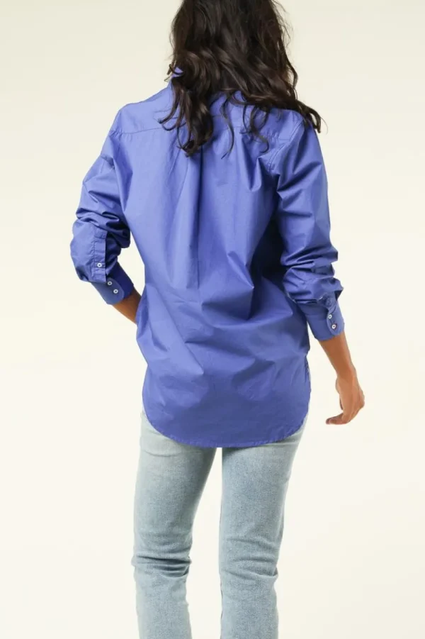 Bloezen & Tops<Ogenblik Amsterdam Poplin Blouse Iconisch | Blauw