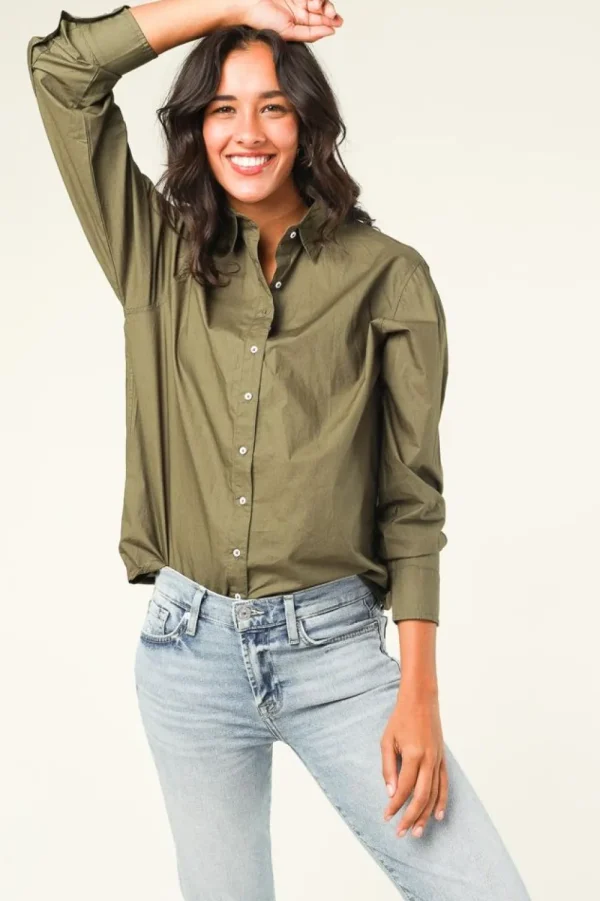 Bloezen & Tops<Ogenblik Amsterdam Poplin Blouse Iconisch | Groente