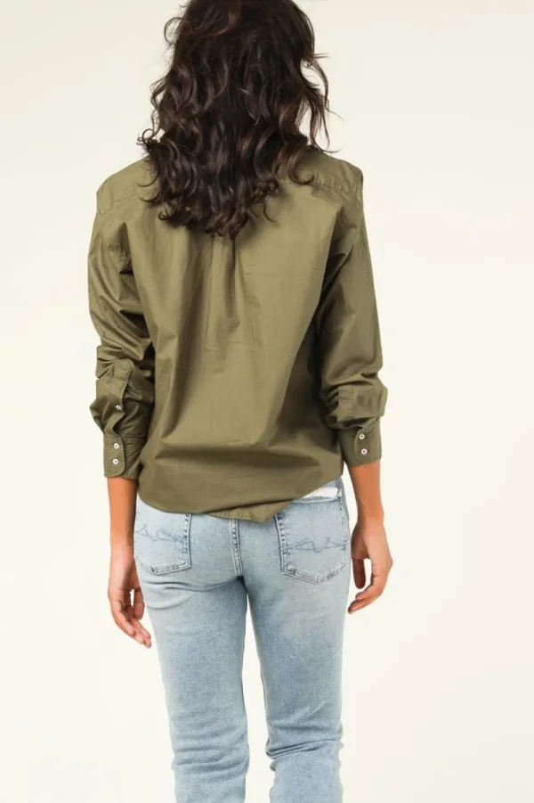 Bloezen & Tops<Ogenblik Amsterdam Poplin Blouse Iconisch | Groente