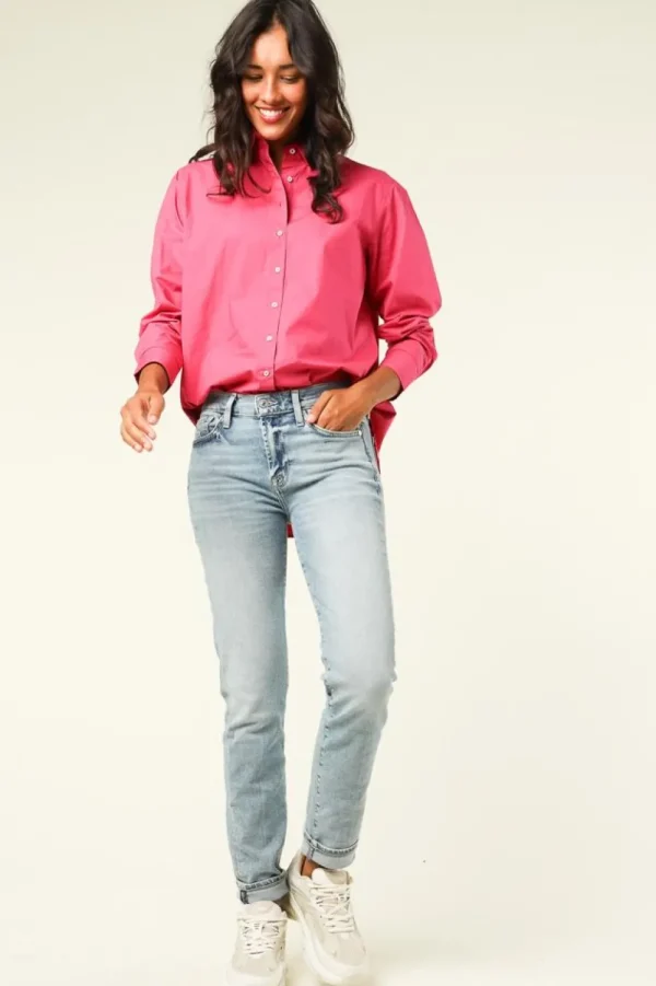 Bloezen & Tops<Ogenblik Amsterdam Poplin Blouse Iconisch | Roze