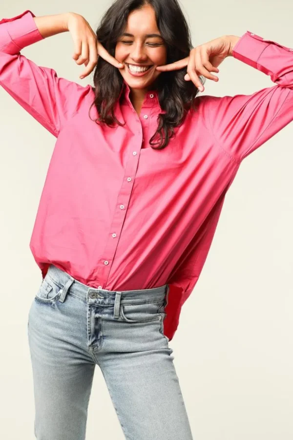 Bloezen & Tops<Ogenblik Amsterdam Poplin Blouse Iconisch | Roze