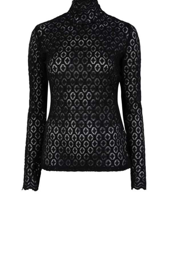 Bloezen & Tops<Dante 6 Stretch Transparante Jacquard Top Como | Zwart