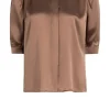 Bloezen & Tops<Dante 6 Zijden Blouse Met Pofmouwen Pernaud | Taupe