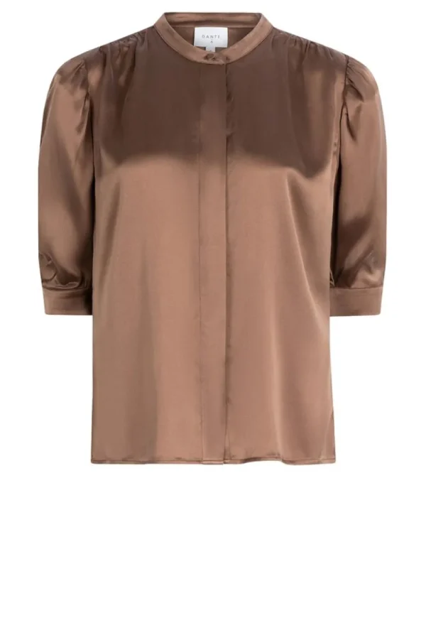 Bloezen & Tops<Dante 6 Zijden Blouse Met Pofmouwen Pernaud | Taupe